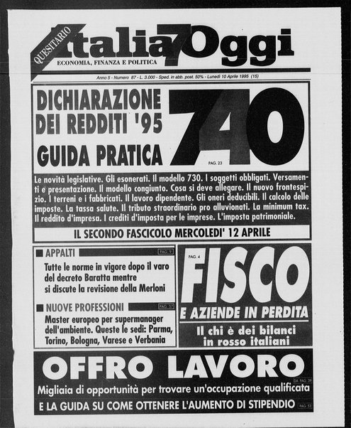 Italia oggi : quotidiano di economia finanza e politica